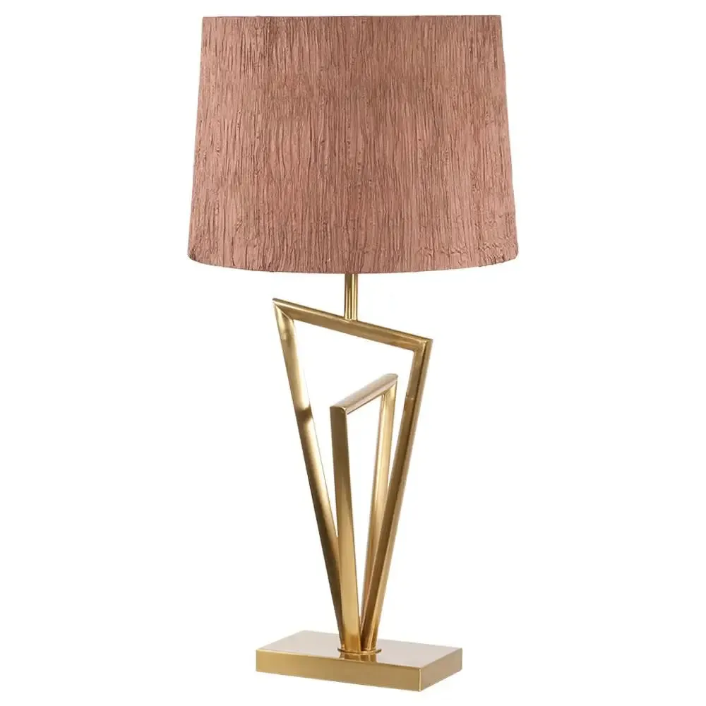 Brass Base Table Lamp Chocolate Shade 36 x 36 x 71cm