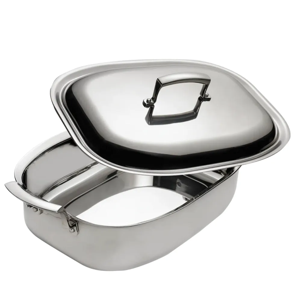 Browne 7.5 Qt. Thermalloy Tri-Ply Stainless Steel Deep Roast Pan with 2 Handles - 5724179