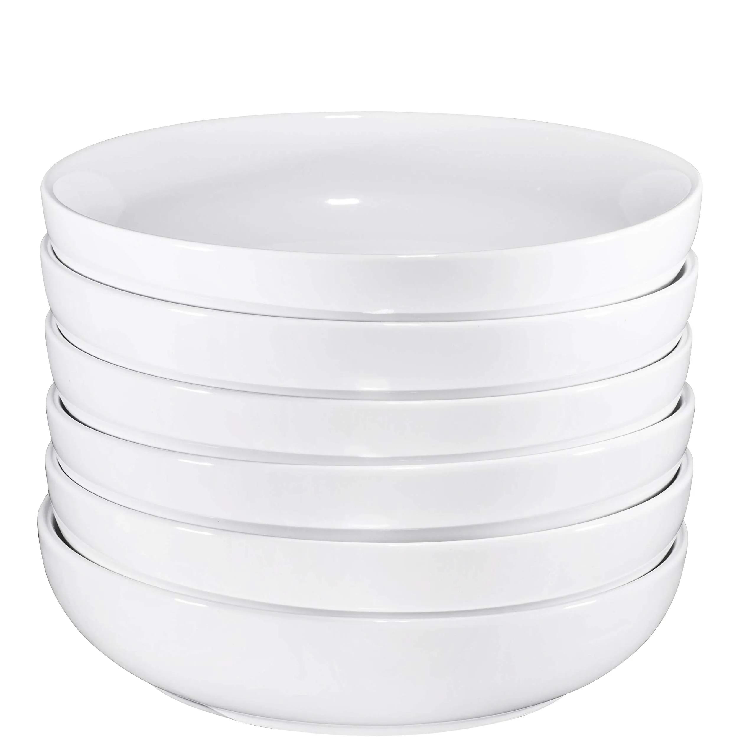 Bruntmor Ceramic Salad, Cereal And Pasta Bowls Set Of 6, Shallow Dinner Bowls That Are