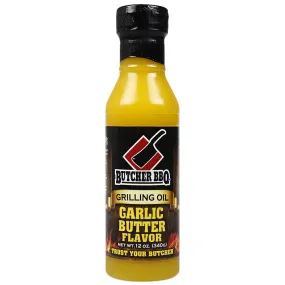 Butcher BBQ Garlic Butter Flavor Grilling Oil 12 oz. Bottle Competition Rated