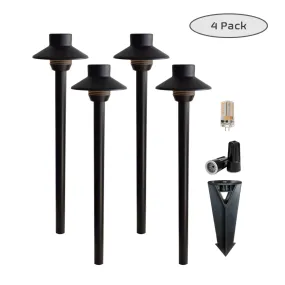 Calypso 4 Pack Solid Cast Brass Pathway Light - Dark Bronze Finish