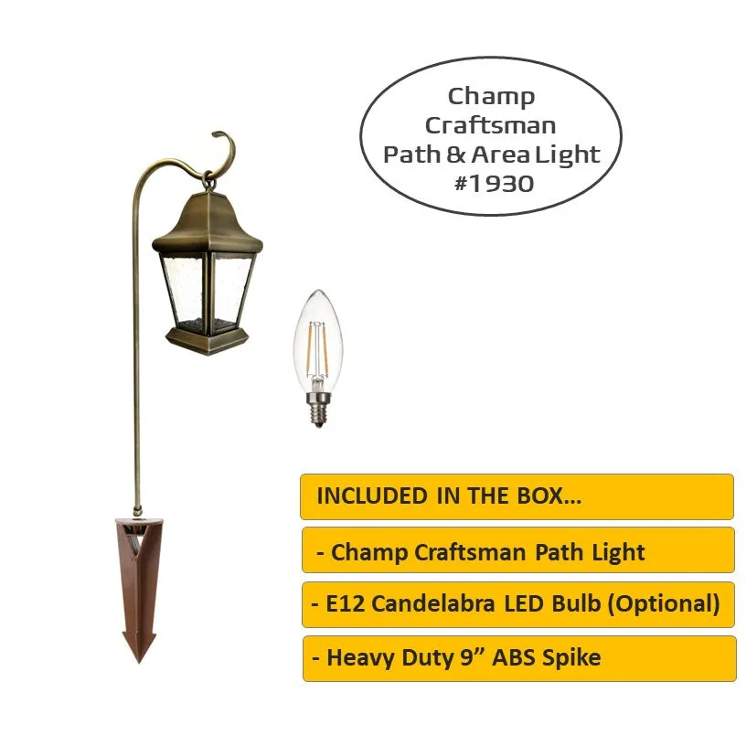 Champ Solid Brass Craftsman Lantern Garden Pathway Light