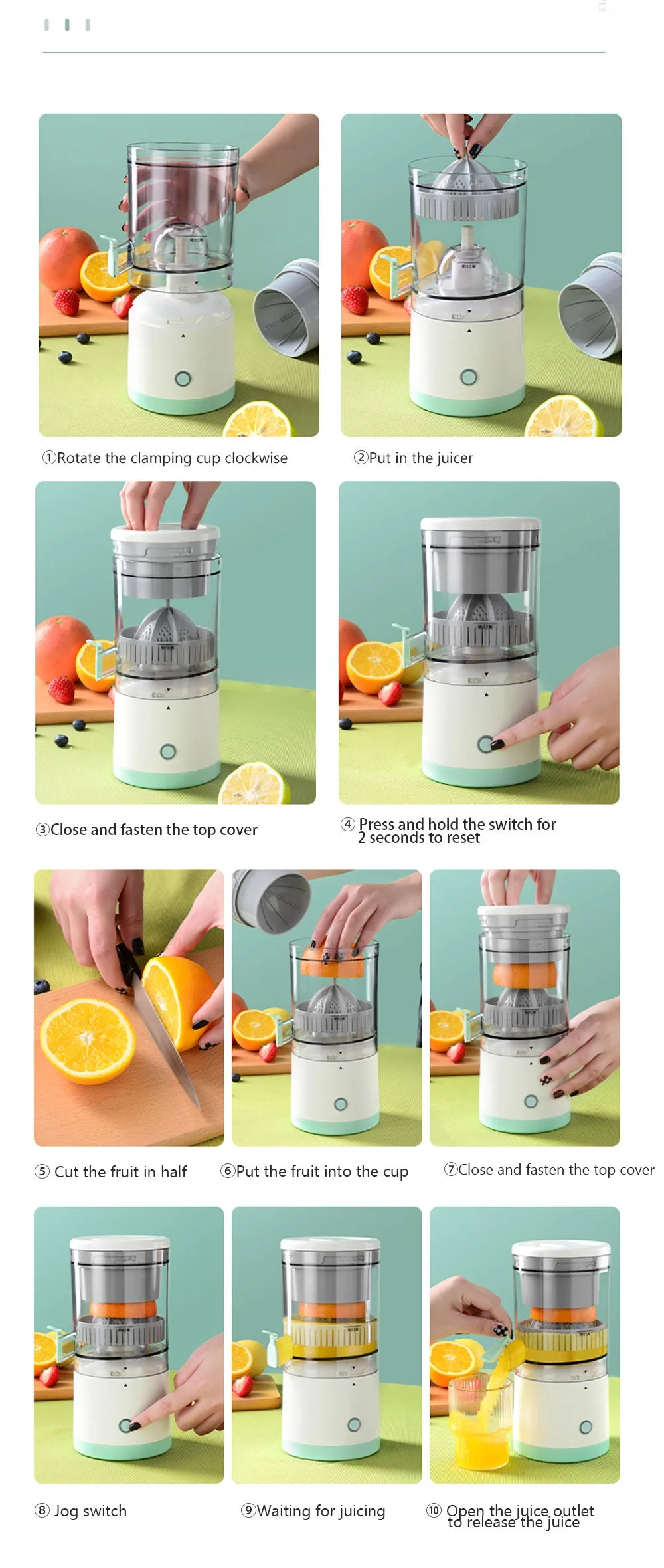 Citrus Juicer 45W Portable USB Rechargeable Multifunctional Household