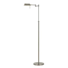 Clemson LED Swing Arm Floor Lamp in Brushed Steel