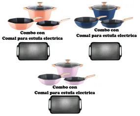 Combo OCTAGON 4 piece Cookware set with griddle for ELECTRIC stove/ Combo de Octagon de 4 piezas con comal para estufas ELECTRICAS!!