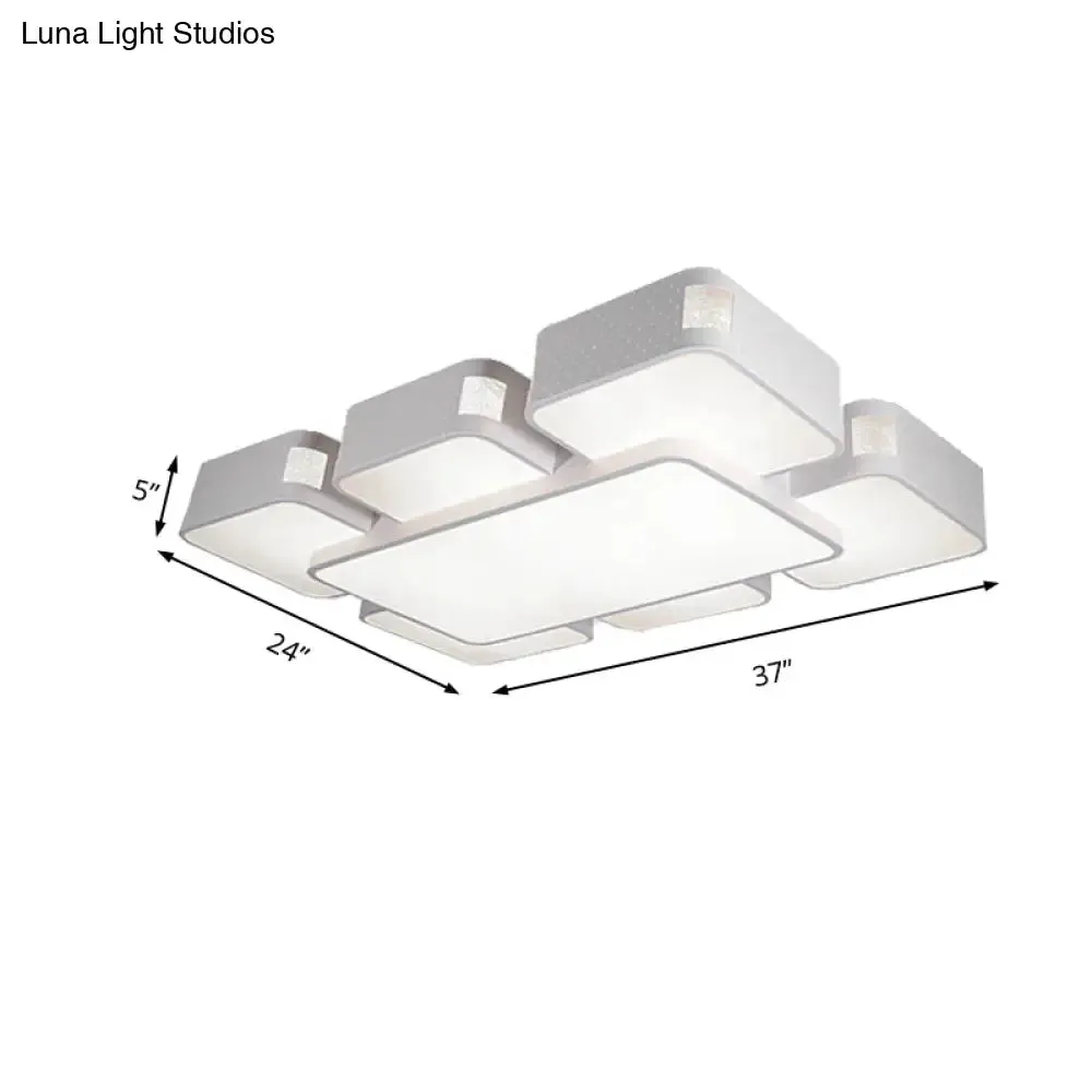 Contemporary Square Ceiling Mounted LED Pendant Light - 24"/37" Wide - Acrylic - White Flush Mount