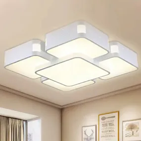 Contemporary Square Ceiling Mounted LED Pendant Light - 24"/37" Wide - Acrylic - White Flush Mount