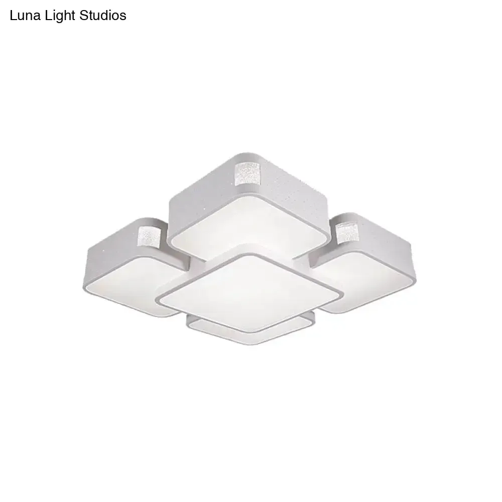 Contemporary Square Ceiling Mounted LED Pendant Light - 24"/37" Wide - Acrylic - White Flush Mount