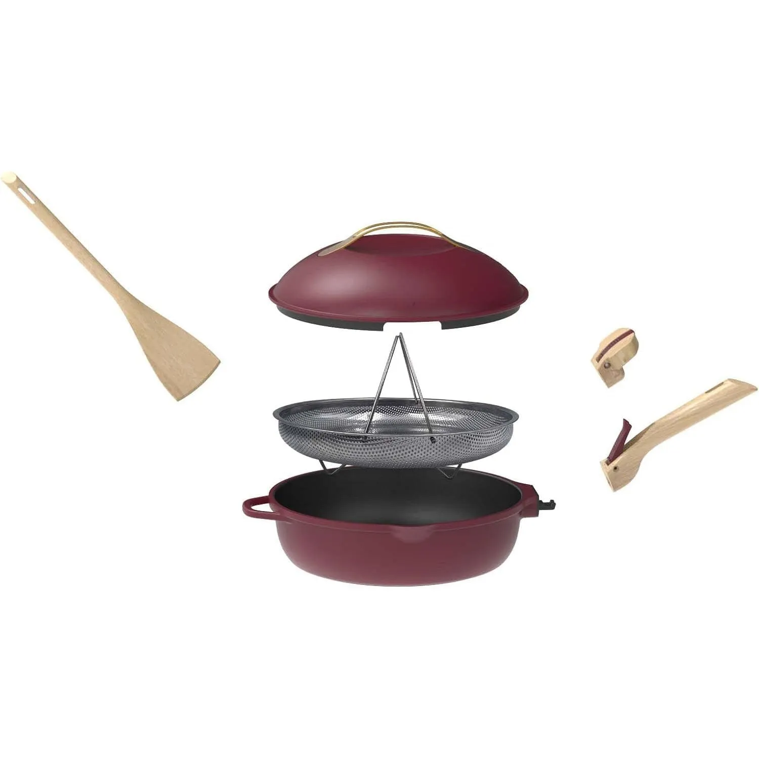 COOKUT La Favolosa Padella Casseruola Tegame 2 Manici 8 in 1 28cm Metallo Rubino