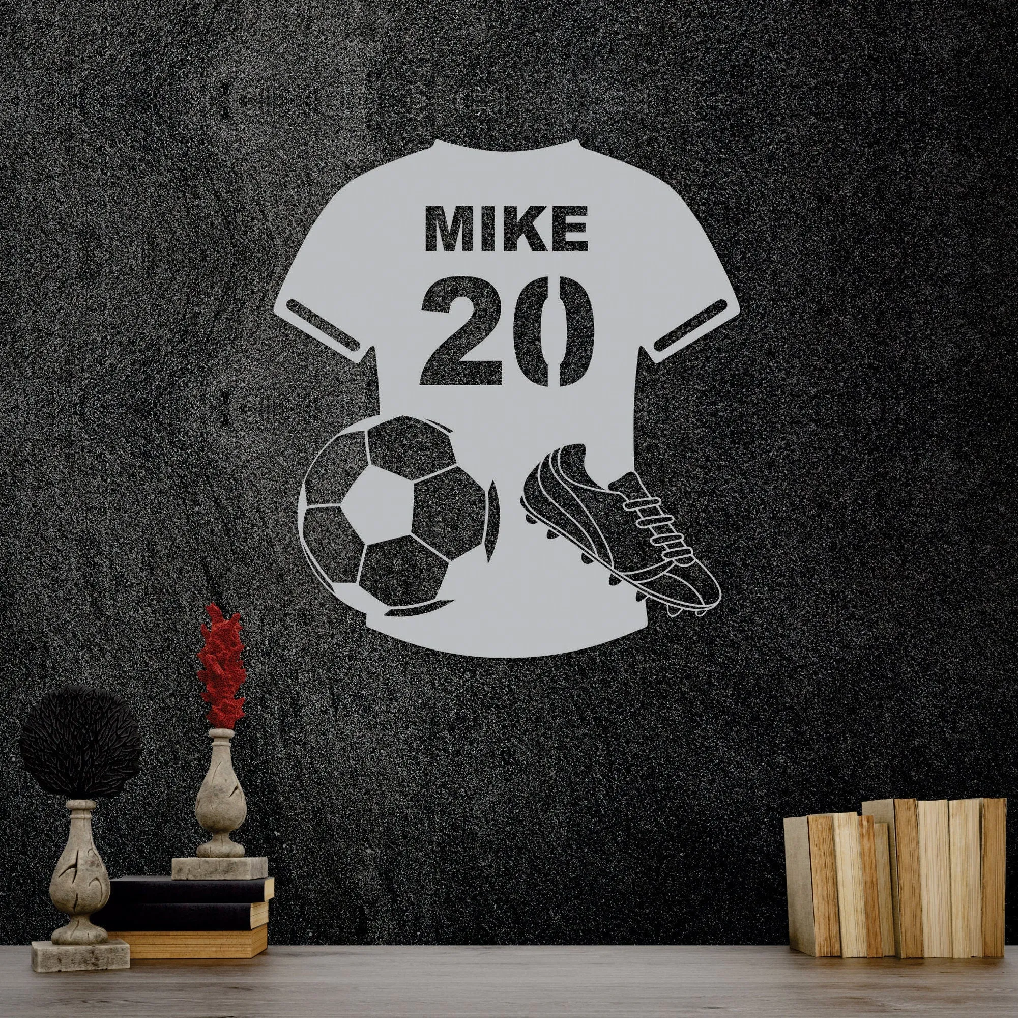 Custom Football Player Aluminum Sign - Personalized Soccer Metal Signage, Football Player Name Sign, Customizable Soccer Shirt Wall Hanging