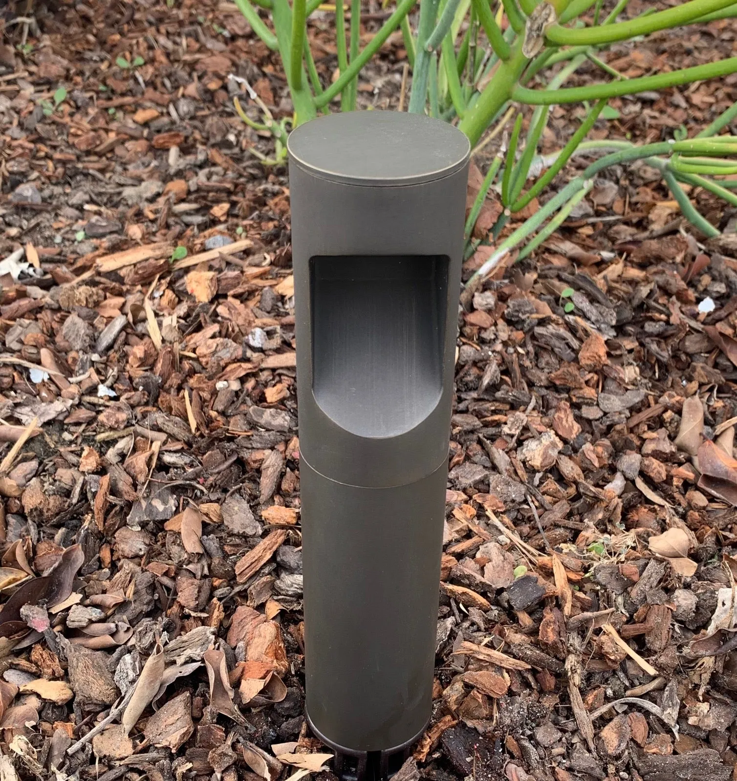 Cybelle Cast Brass Bollard Contemporary Hybrid Pathway Light Natural bronze