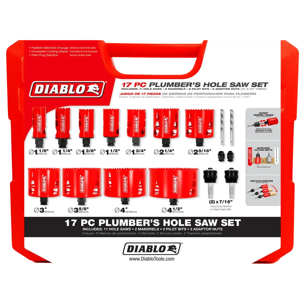 Diablo | 17 pc Bi-Metal Hole Saw Set for Plumbers