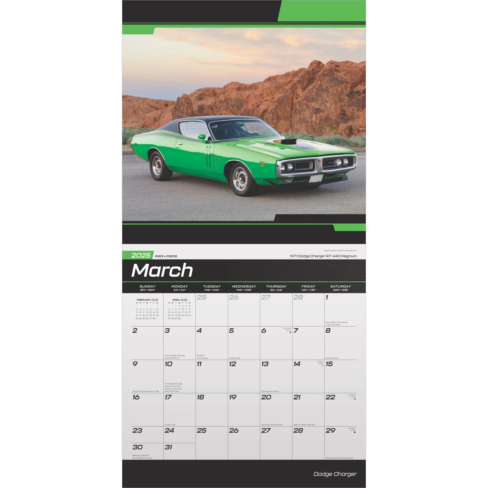 Dodge Charger Wall 2025 Calendar