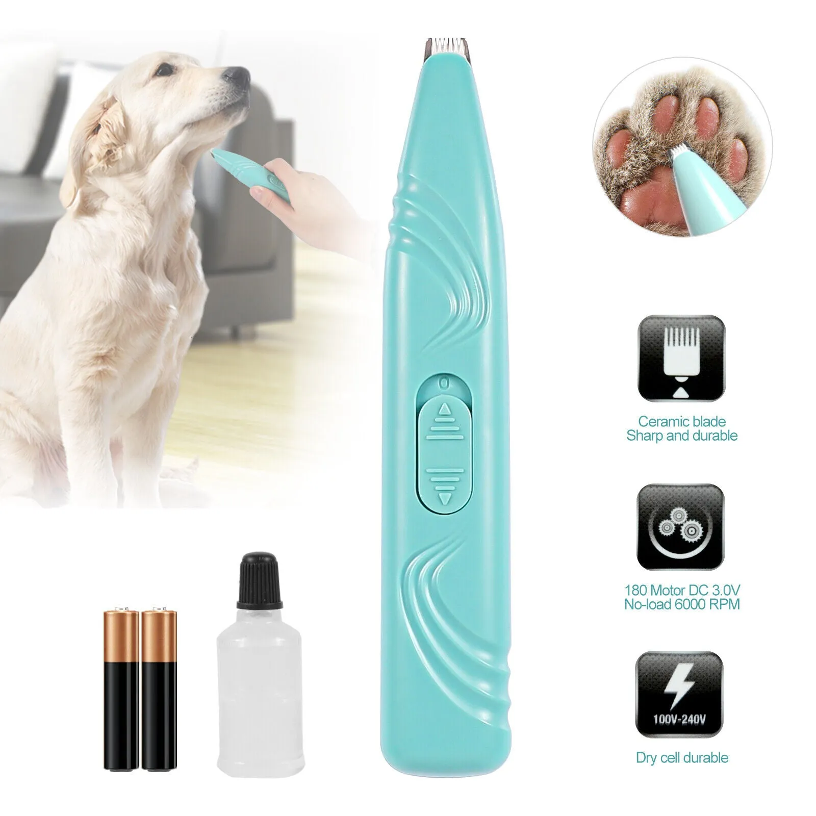 Dog Clippers Pet Paw Hair Trimmer, Cordless Small Dogs Clipper, Low Noise