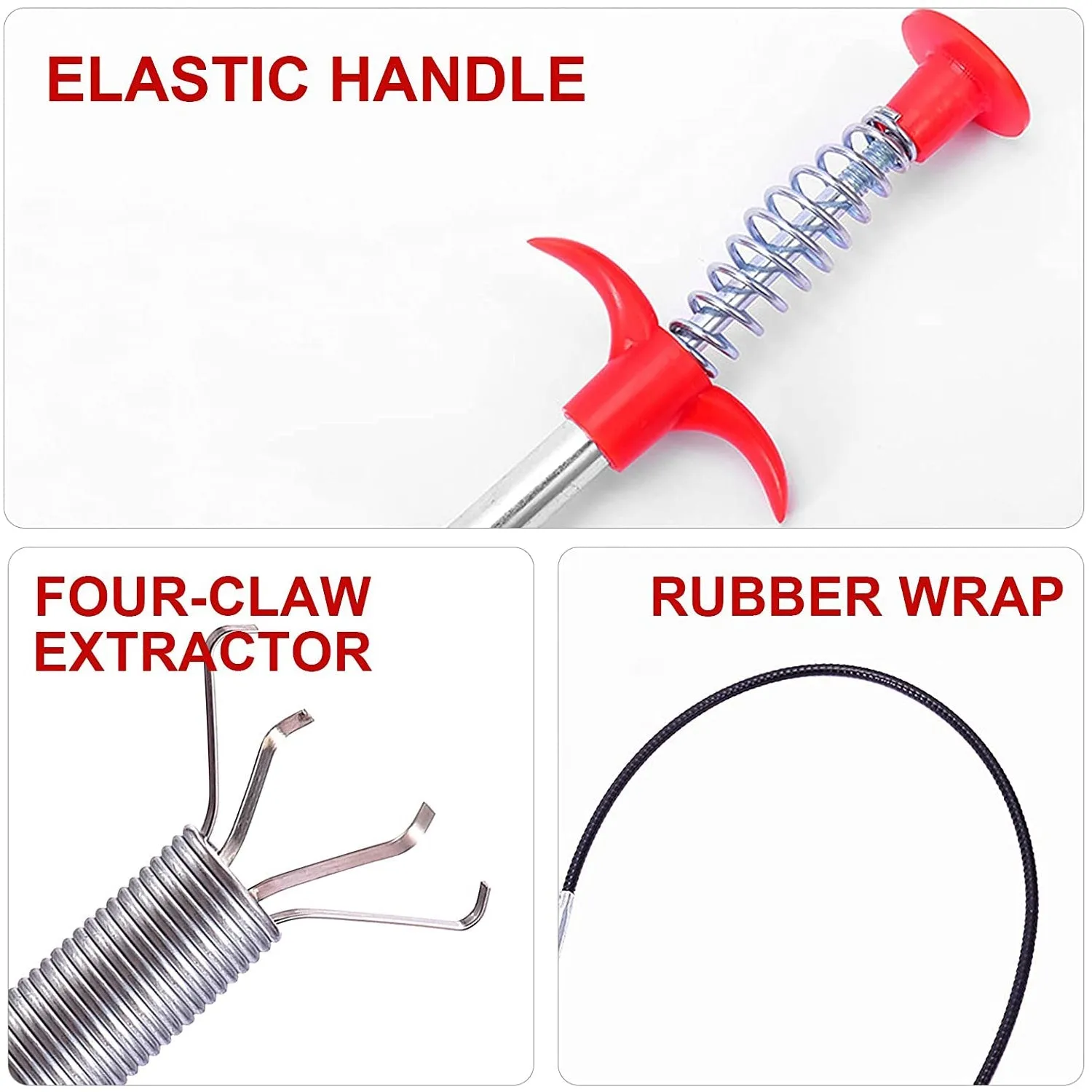 Drain Block Remover (90cm): Cleaning Tool for Pipes, Clogged Drains