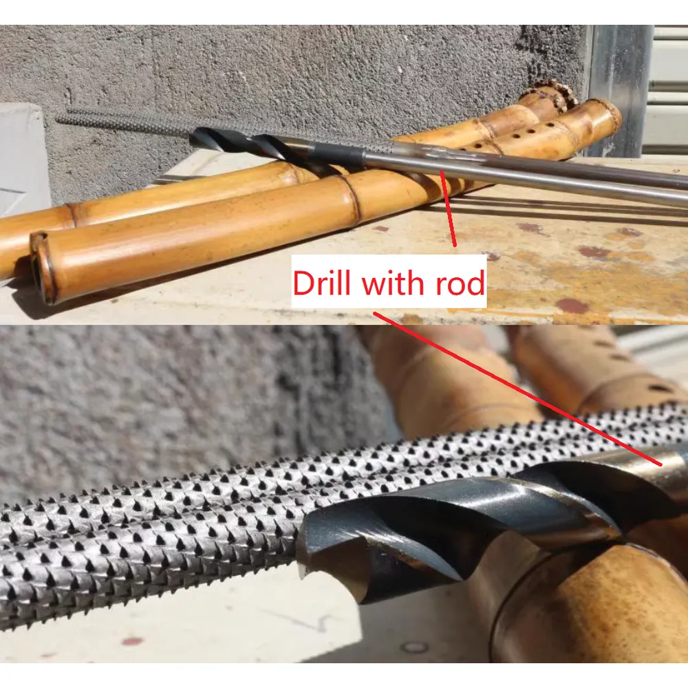 Drill Dia.1.4-2.2cm  L60-100cm metal connecting rod for removing inner bamboo knots : essential tools for shakuhachi, flutes