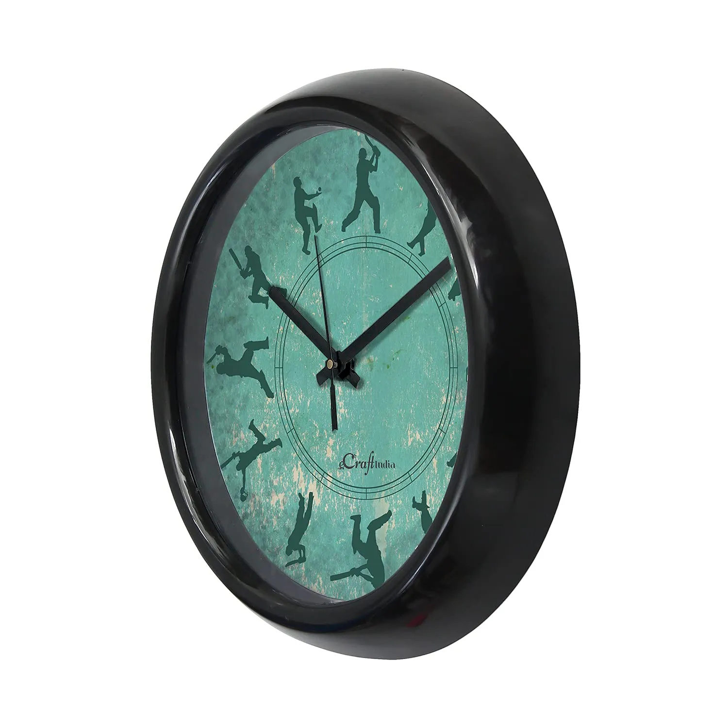 eCraftIndia Round Shape Cricket Theme Analog Designer Wall Clock for Home, Living Room, Bedroom, Office, School, Classroom Decor - Gift for Cricket Fans, Athletes, and Sports Enthusiasts of All Ages