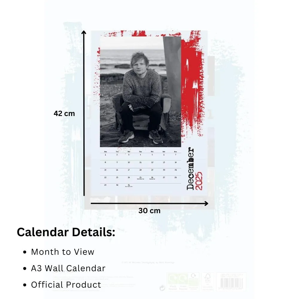 Ed Sheeran A3 Calendar 2025 - Official Licensed Merchandise