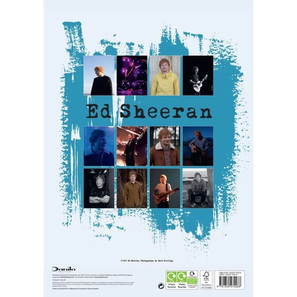 Ed Sheeran A3 Calendar 2025 - Official Licensed Merchandise