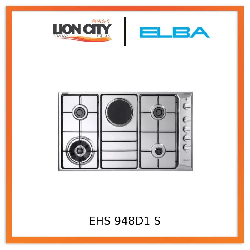 Elba 90 cm Built in Stainless Steel Gas Hob EHS 948D1 S