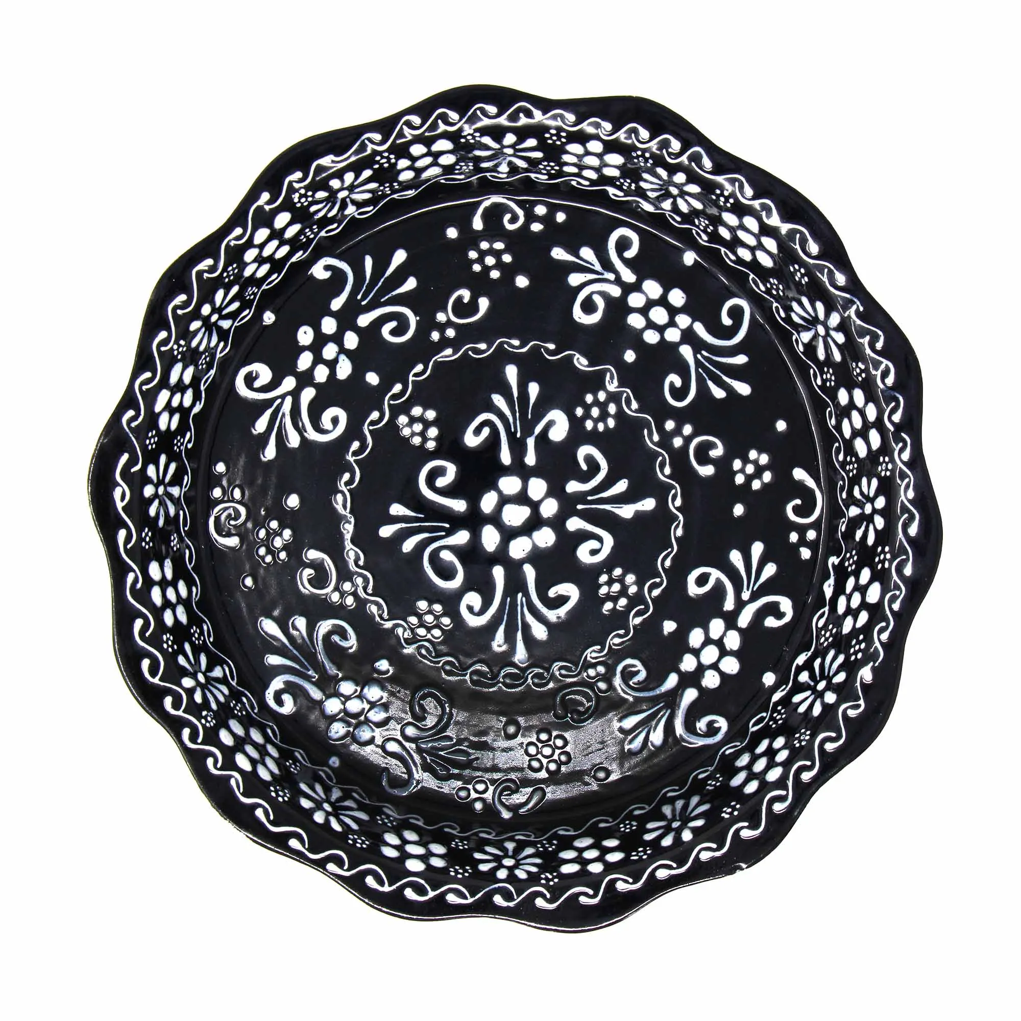 Encantada Handmade Pottery Serving Dish Black & White