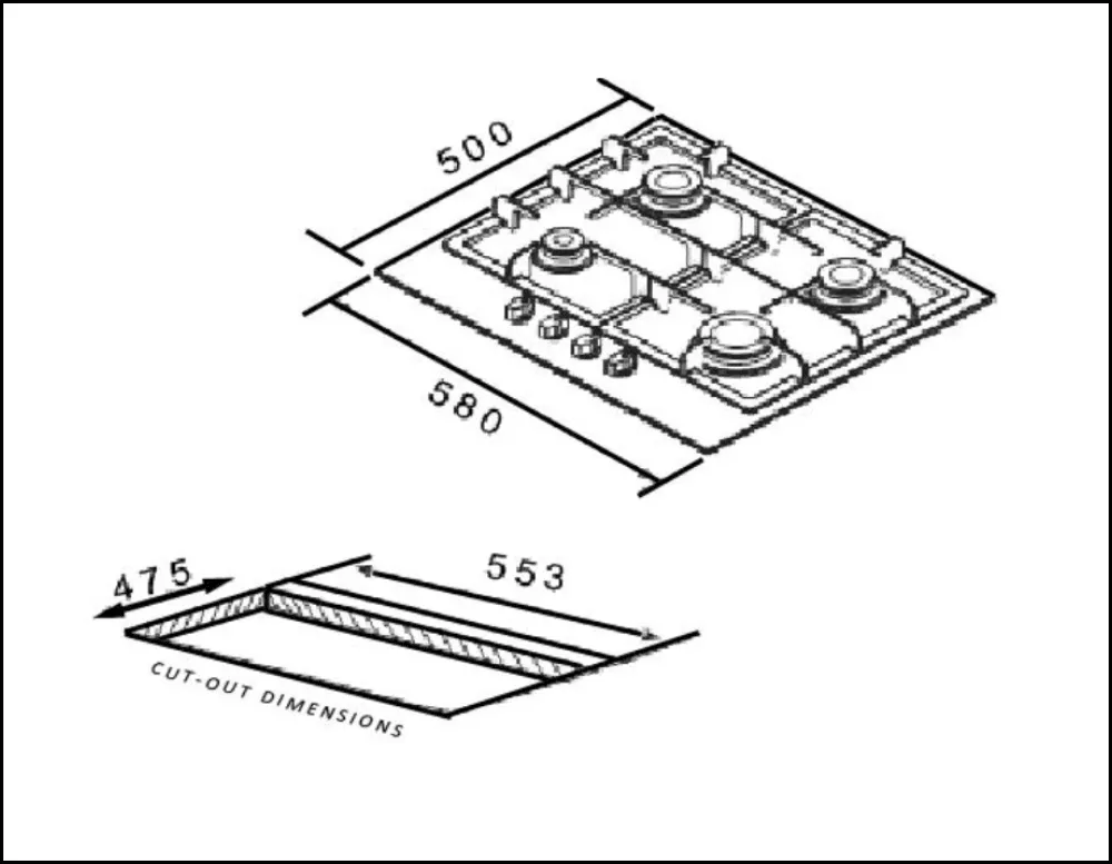 Euro Appliances Premium Series EGZ60WCTSXS 60cm Italian Made Gas Cooktop