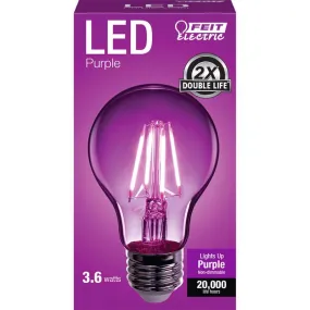 Feit A19 E26 (Medium) Filament LED Bulb Purple 30 Watt Equivalence 1 pk