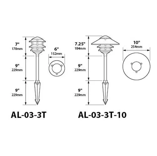 Focus Industries AL-03 4W LED 5200K Aluminum Pagoda Area Light 12V