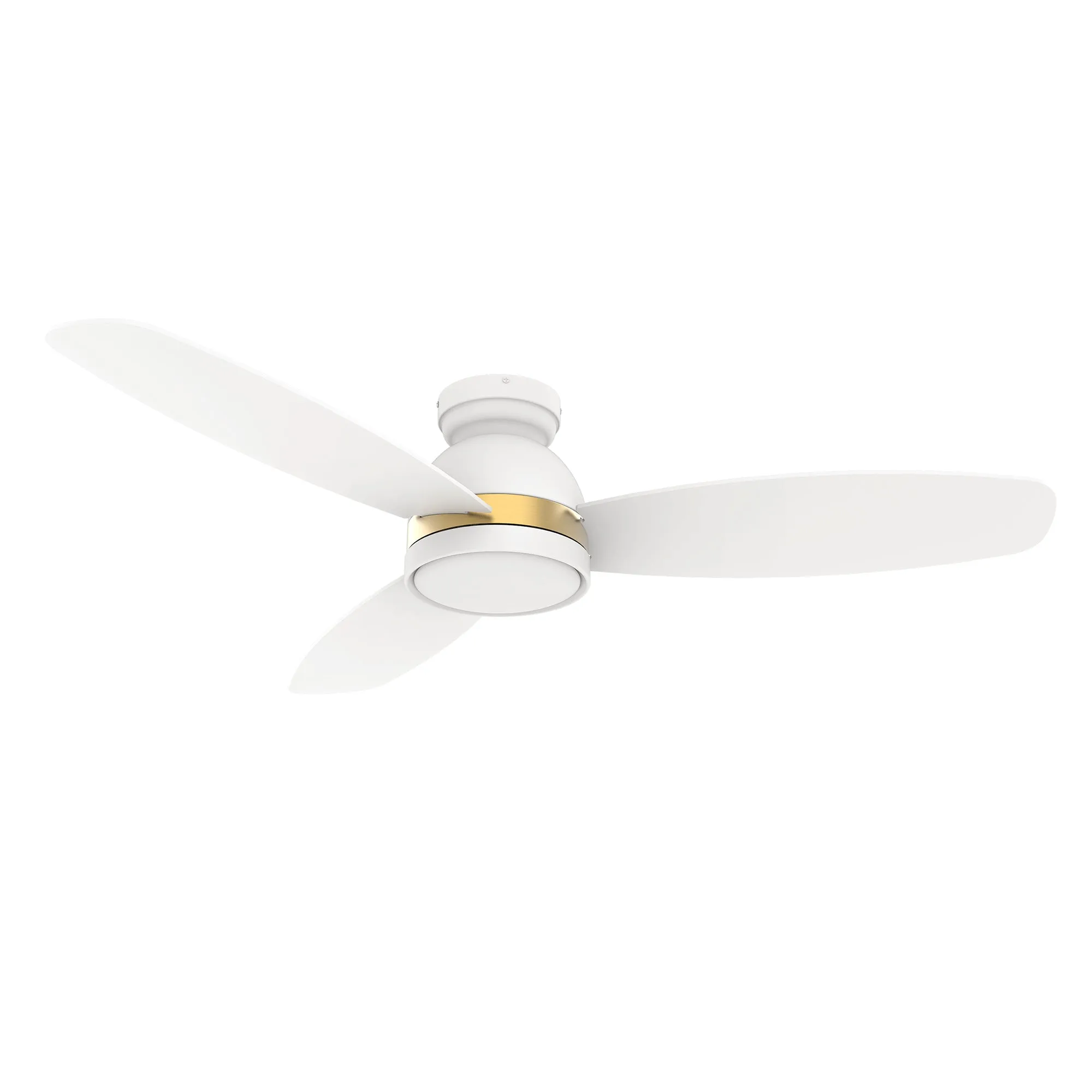 FREMONT 48 inch 3-Blade Flush Mount Smart Ceiling Fan with LED Light Kit & Remote- White/White