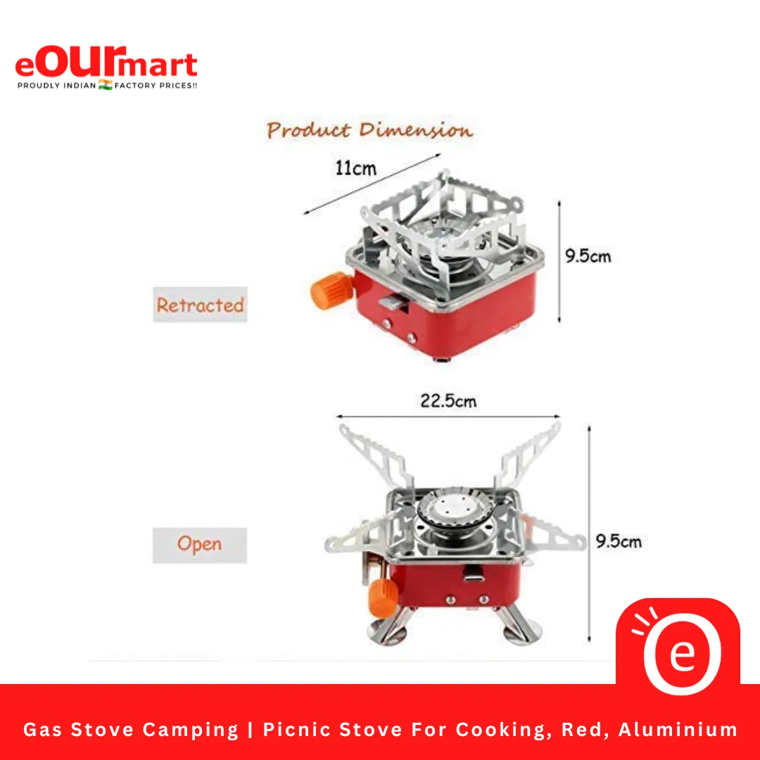 Gas Stove Camping | Picnic Stove For Cooking, Red, Aluminium