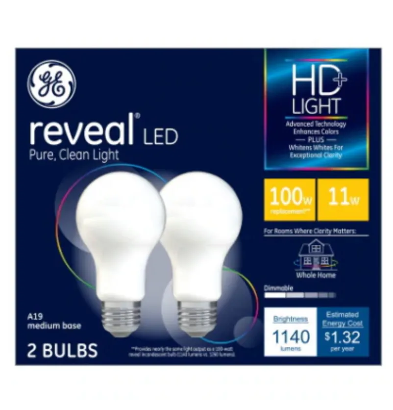 GE Reveal HD  100W Replacement LED Light Bulbs General Purpose A21 - 2 pk