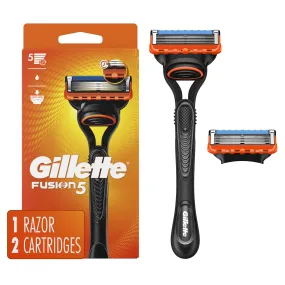 Gillette Fusion5 Men's Razor Handle and 2 Blade Refills, Orange