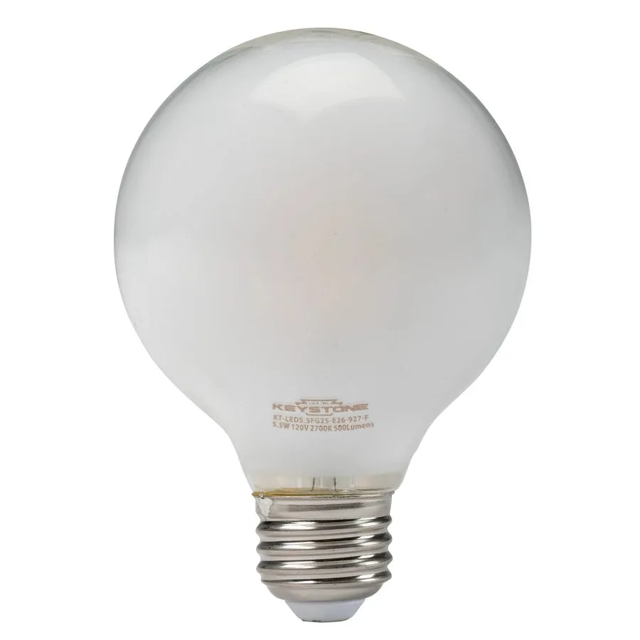 Globe Filament Bulb, 60W Equivalent, G25 shape, E26 Medium base, 3000K, 90 CRI, Frosted