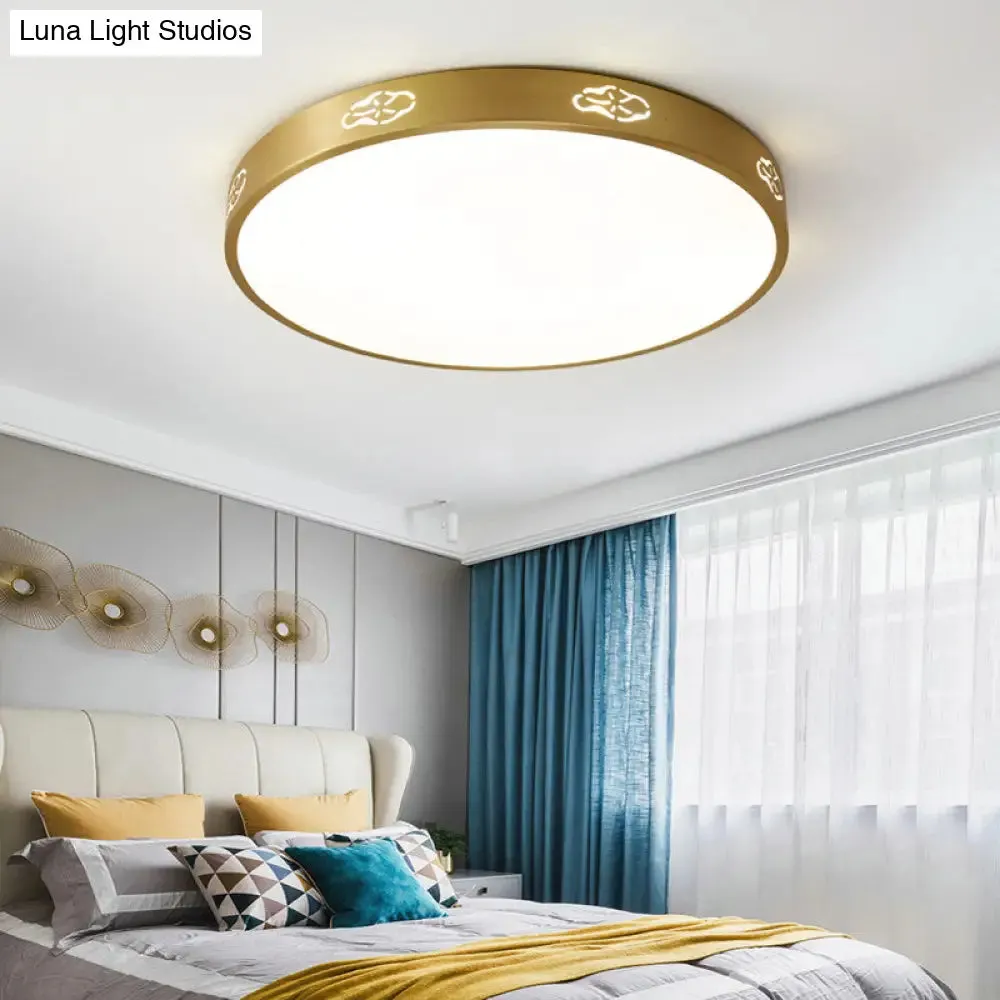 Gold LED Round Flush Mount Ceiling Light Fixture in 3 Color Options - Modern Style, Available in 3 Sizes