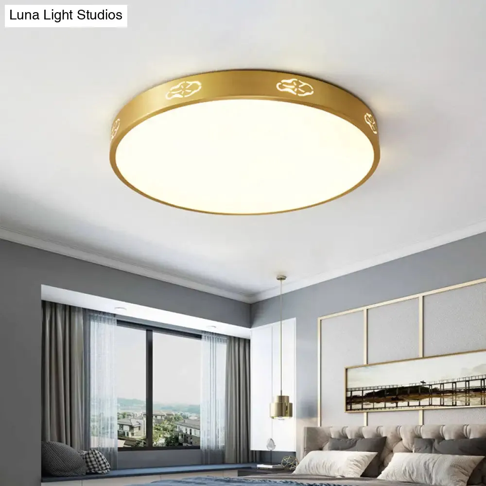 Gold LED Round Flush Mount Ceiling Light Fixture in 3 Color Options - Modern Style, Available in 3 Sizes