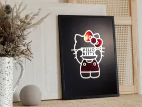 Hello Kitty White Signboard Art Print  | Black & White