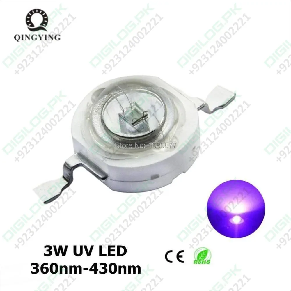 High Power Uv Led Chip 3w Purple Uv Ultraviolet Bulb Lamp 1 Heat Sink Plus 1 Uv Led Light