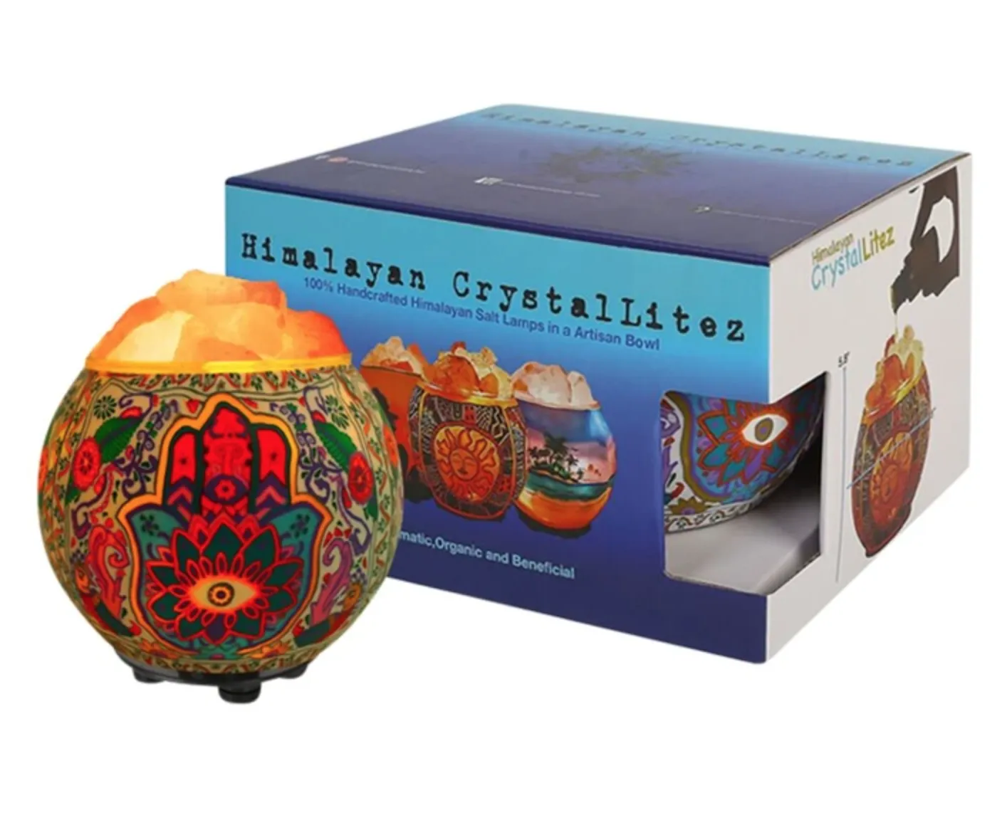 Himalayan CrystalLitez Hamsa Salt Lamp Diffuser - 5in