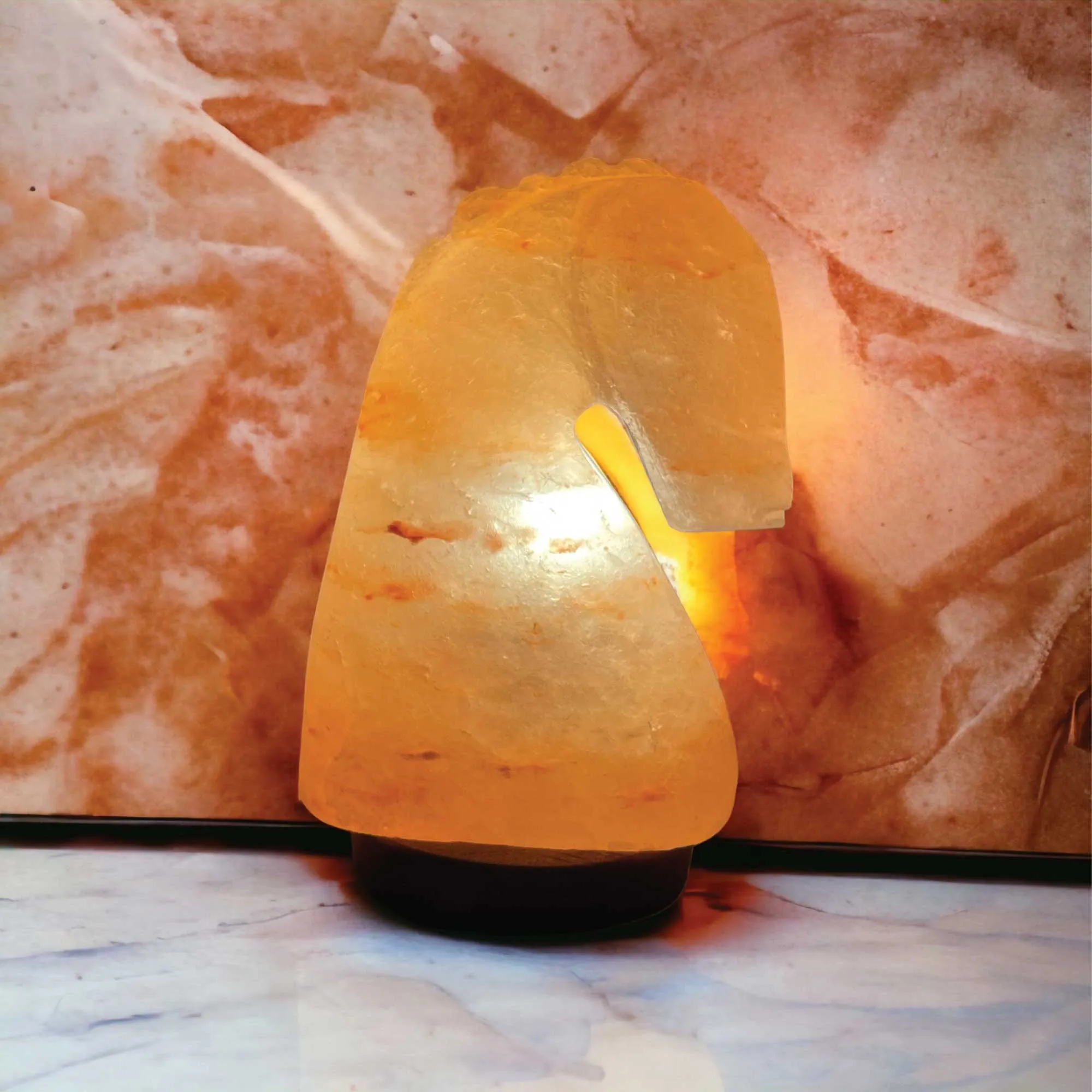 Himalayan Pink Salt Lamp - 12V 12W Knight Horse Shape Carved Crystal Rock