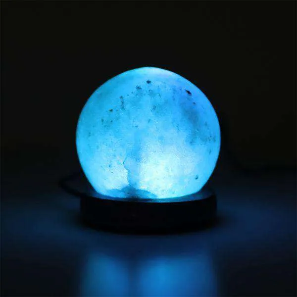 HIMALAYAN SALT LAMP GLOBE USB NATURAL CRYSTAL ROCK CORD NIGHT LIGHT LAMPS GLOBES