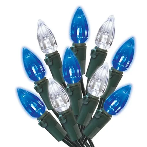 Holiday Wonderland 47704-88A Holiday LED 70-Light C3 White & Blue Faceted Bulb String Light Set