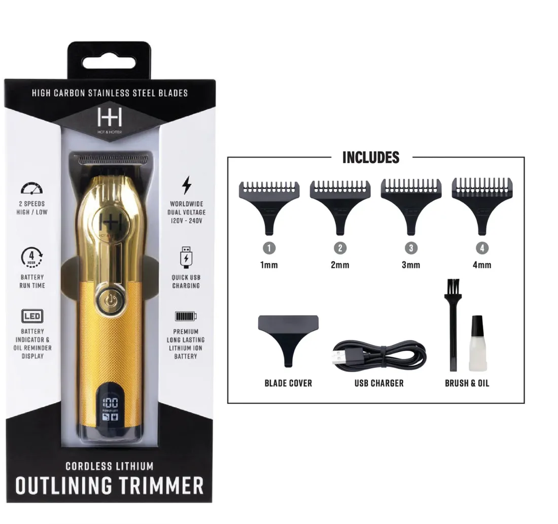 HOT & HOTTER CORDLESS LITHIUM OUTLINING TRIMMER GOLD