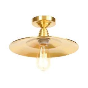 Industrial Metal Flush Mount Ceiling Light - Gold Saucer Single Head Ceiling Fixture for Living Room