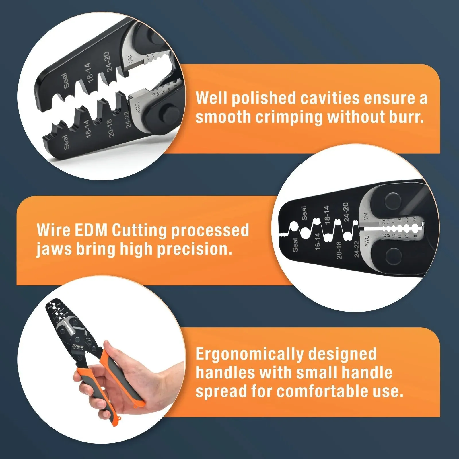 IWC-1424AB AWG24-14 Wire Crimper for Weather Pack Terminals, Open Barrel Terminals, Stamped Contacts, Wire Stripper & Cutter