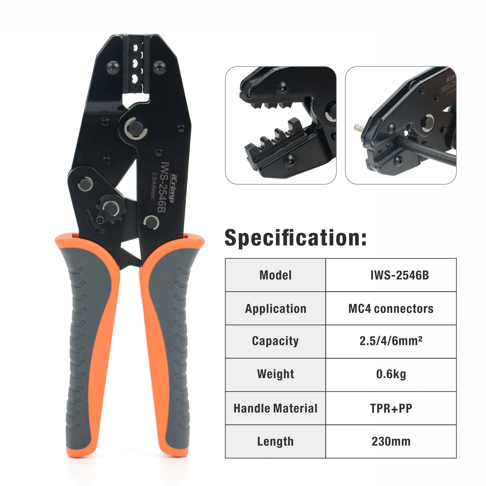 IWS-2546B Solar PV Cable Crimping Tool Kit with Wire Stripper, Cable Cutter, Solar Spanner and Connectors