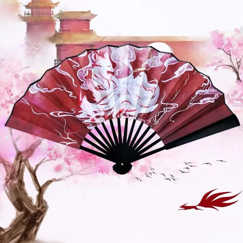 Japanese Folding Fan【White Kitsune】