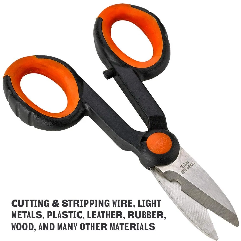 Katzco Multipurpose Utility Snips - 2 Pack - 5.5 Inch - Finely Serrated Wire Cutters