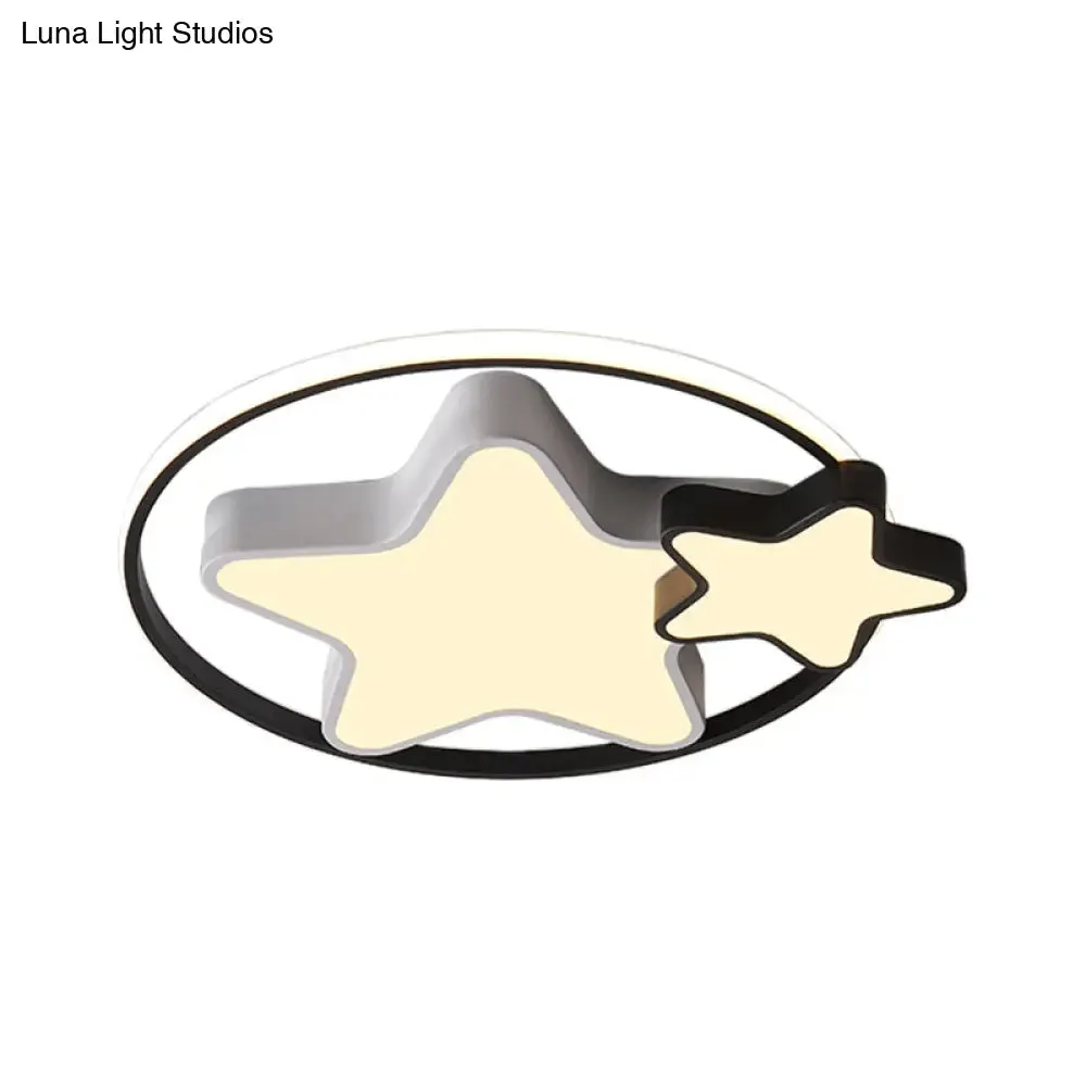 Kids Bedroom LED Star Ceiling Light in Black and White Acrylic Flush Mount