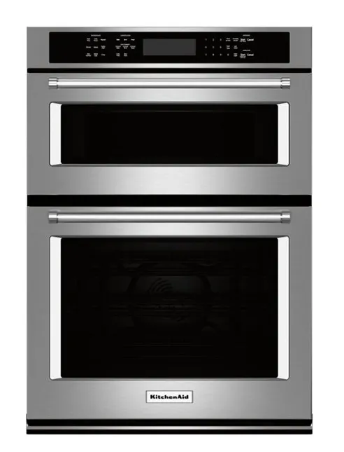 KitchenAid - 30" Single Electric Convection Wall Oven with Built-In Microwave - Stainless steel