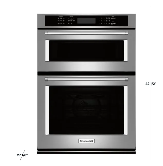 KitchenAid - 30" Single Electric Convection Wall Oven with Built-In Microwave - Stainless steel